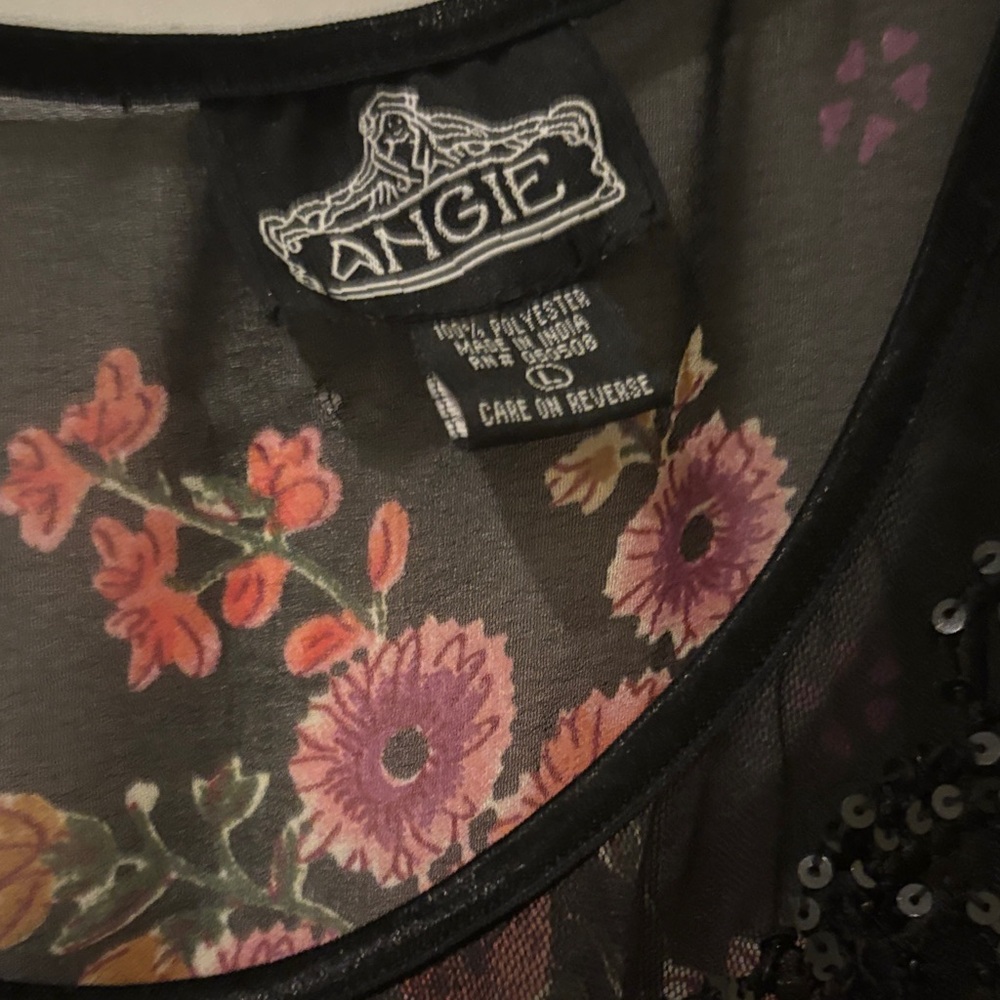 Angie Black Floral Sheer Blouse - Picture 5 of 9